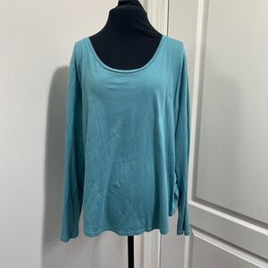 Ann Taylor Women's XL Teal Blue Long Sleeve Scoop Neck Blouse (sku#286)